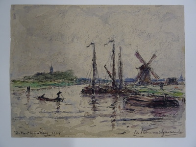 1961-0470-TEK a.jpg; 1961-0470-TEK; De Vaart bij Den Haag.; waterverf